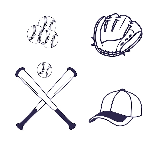 Baseball Clip Art Best Collection Professionele Baseball Cap Bat En Handschoen Speler Silhouette Element