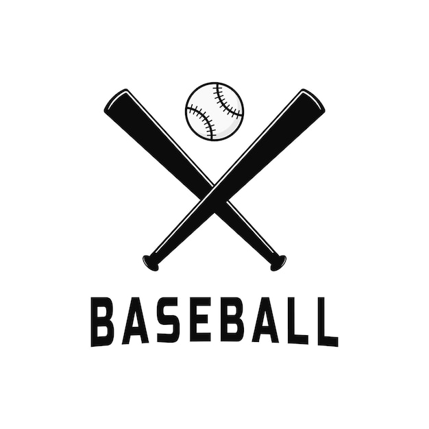 Baseball crossed bats with ball logo design sport for your team baseball