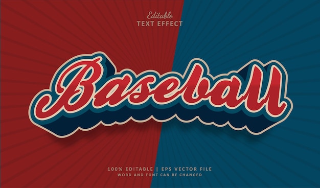 Baseball effetto di testo modificabile in stile vintage