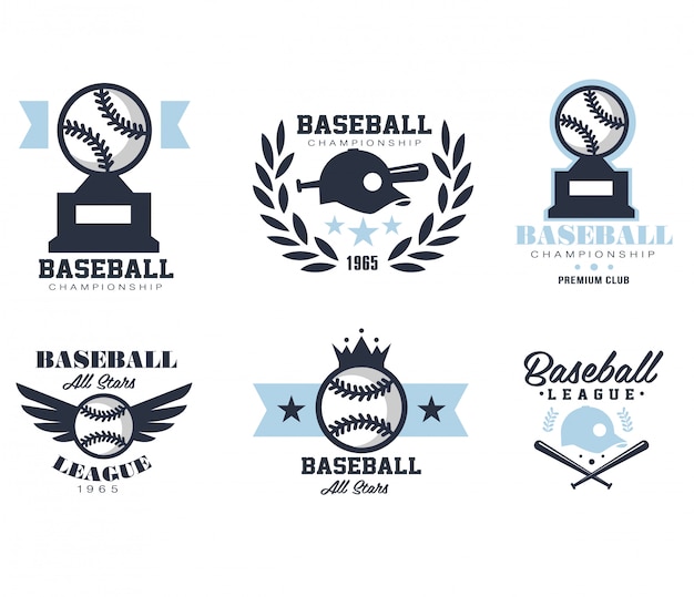 Vector baseball emblems or badges with various designs