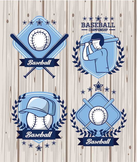 Vettore collezione emblemi di baseball