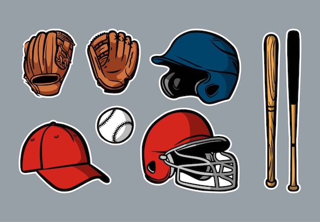 Vector baseball equipment set clipart