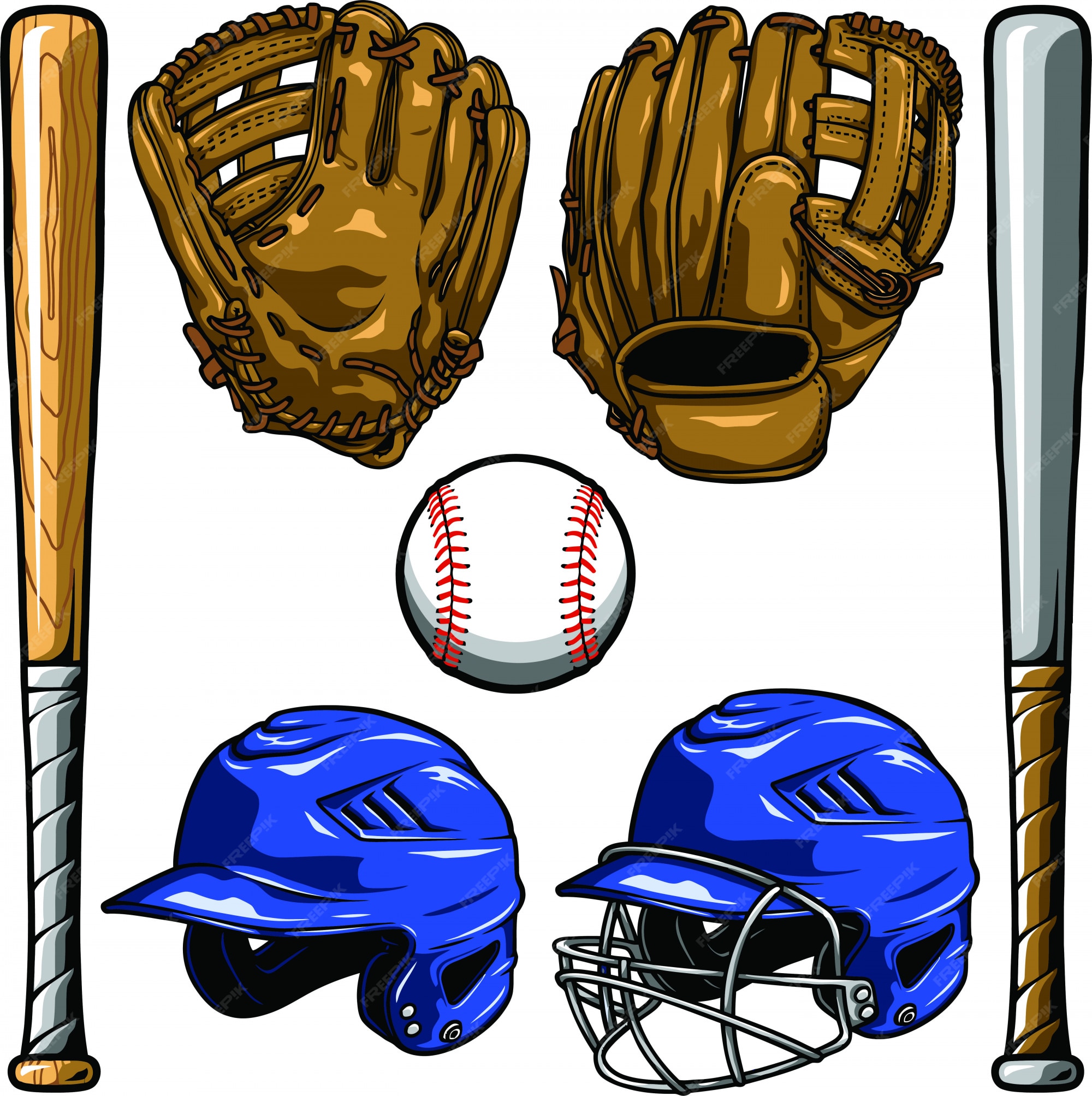 Premium Vector | Baseball equipment set