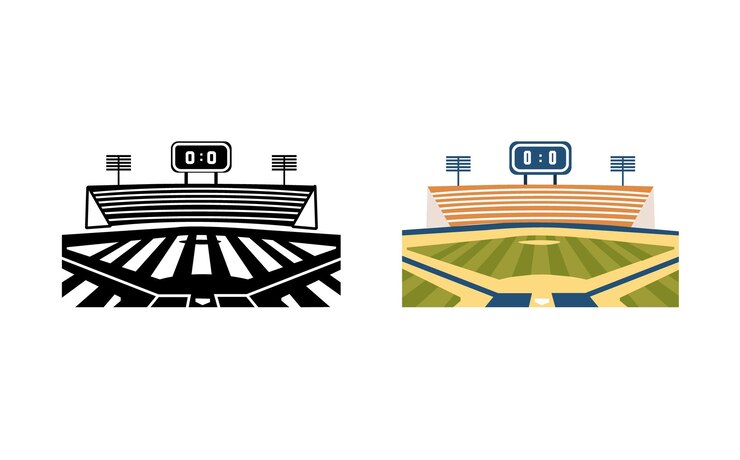 Vector baseball field stadium vector illustration collection american baseball stadium sport isolated