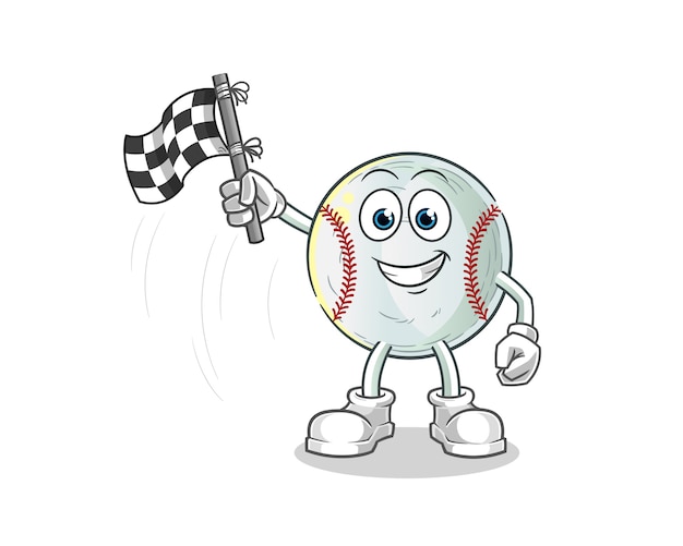 Baseball finish flag holder cartoon illustration