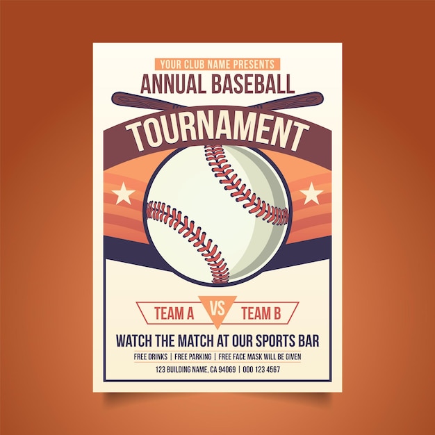 Vector baseball flyer and posters for tournament or championship sport event announcement banner design