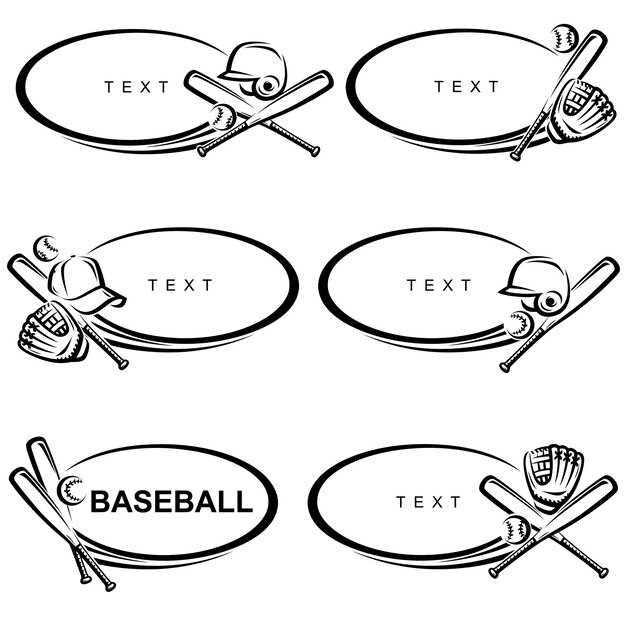 Baseball frame set Collection icons cricket Vector