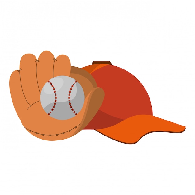 Vector baseball glove ball and hat