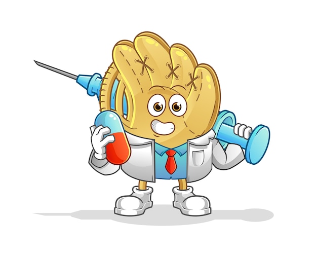 Premium Vector  The meatball doctor holding medichine and injection