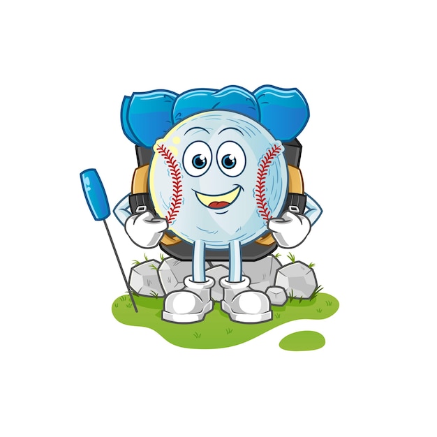 Baseball go camping mascot. cartoon vector