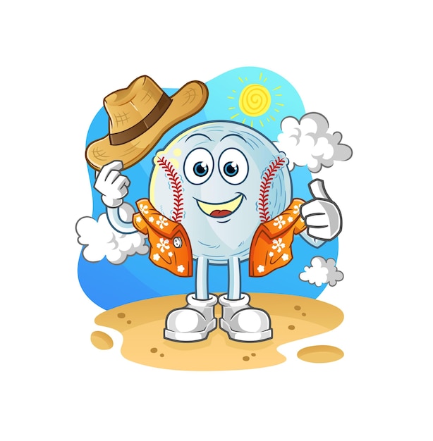 Baseball go on vacation. cartoon mascot vector