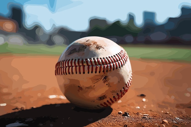 baseball at ground on nature background