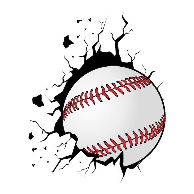 Vector baseball hitting the wall premium vector