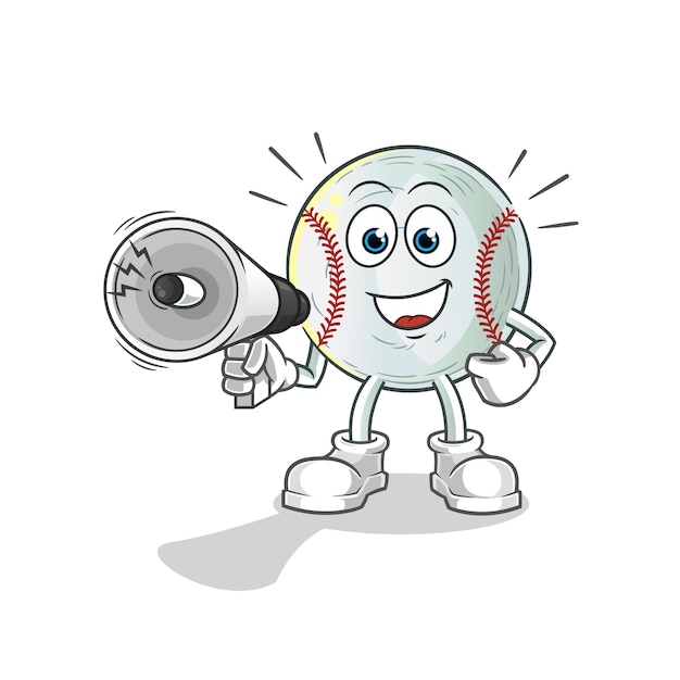 Baseball holding hand loudspeakers illustration