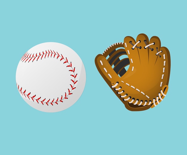 Baseball illustration set ball Glove Vector drawing Hand drawn style