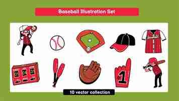 Vector baseball illustration set