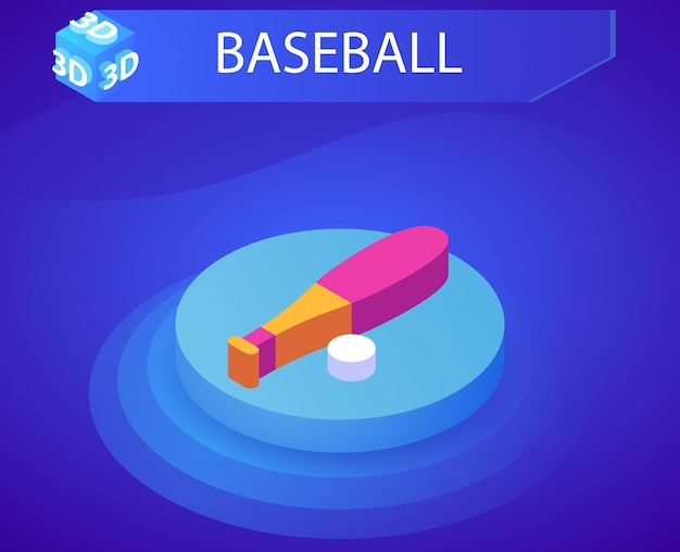 Baseball isometric design icon Vector web illustration 3d colorful concept