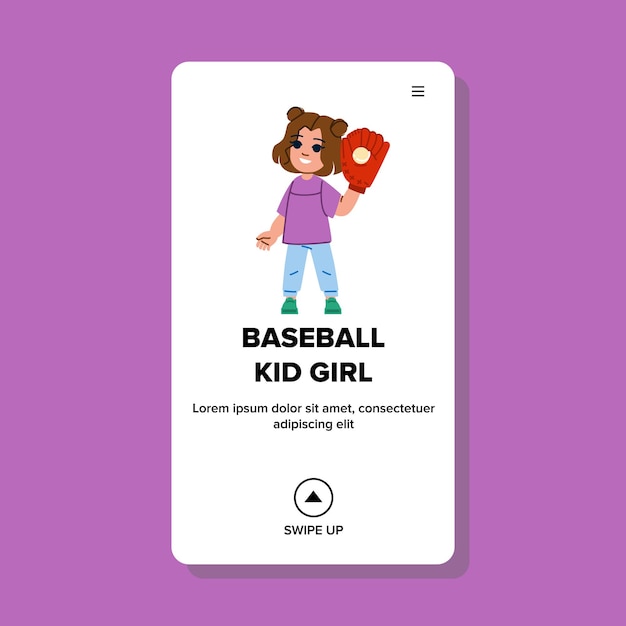 Baseball kid girl vector