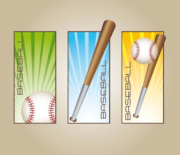 Baseball labels with balls and bats vector illustration