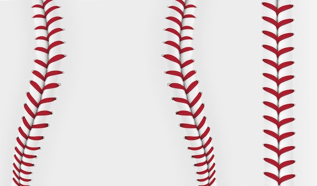 야구 레이스 패턴 야구 공 스티치 패턴 벡터 3d 빨간색 물결 모양과 직선 끈 또는 흰색 가죽 배경에 스레드 현실적인 소프트볼 질감 프로 스포츠 배경