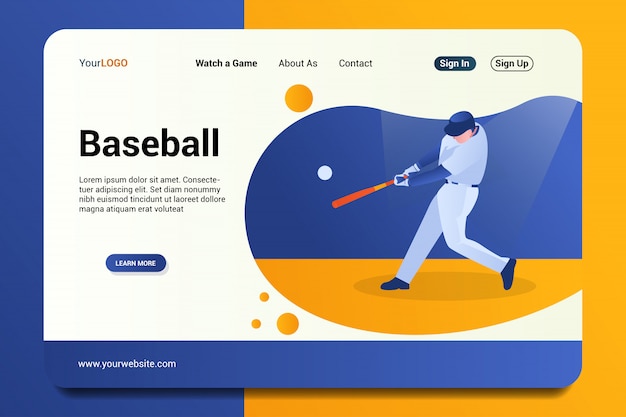 Vector baseball landing page