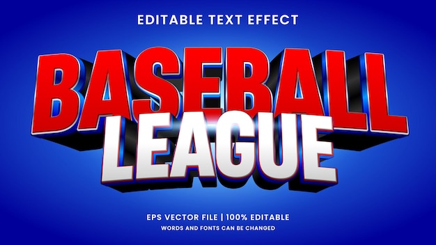 Baseball league editable text effect