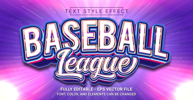 Vector baseball league text style effect editable graphic text template