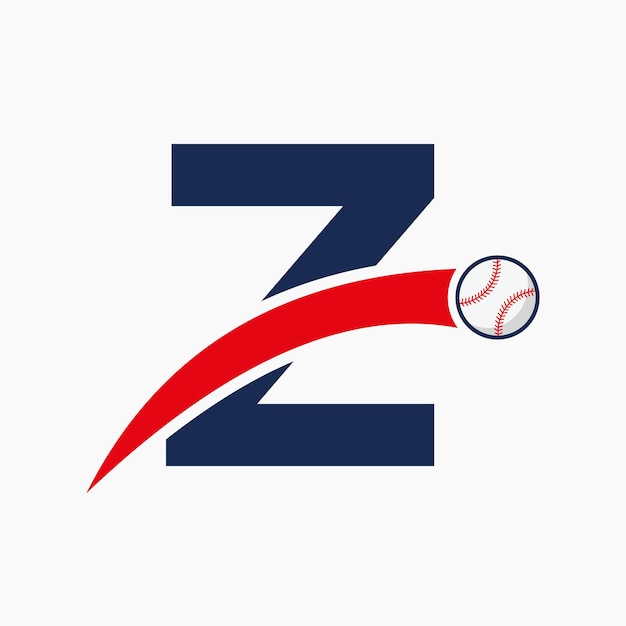 움직이는 야구 아이콘 야구 로고 타입 템플릿이 있는 문자 Z의 야구 로고