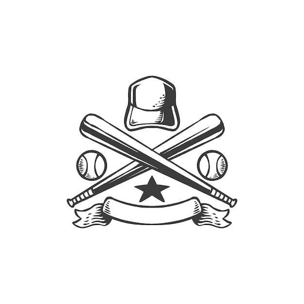 野球ロゴのテンプレート ヴィンテージ・レトロ・エンブレム