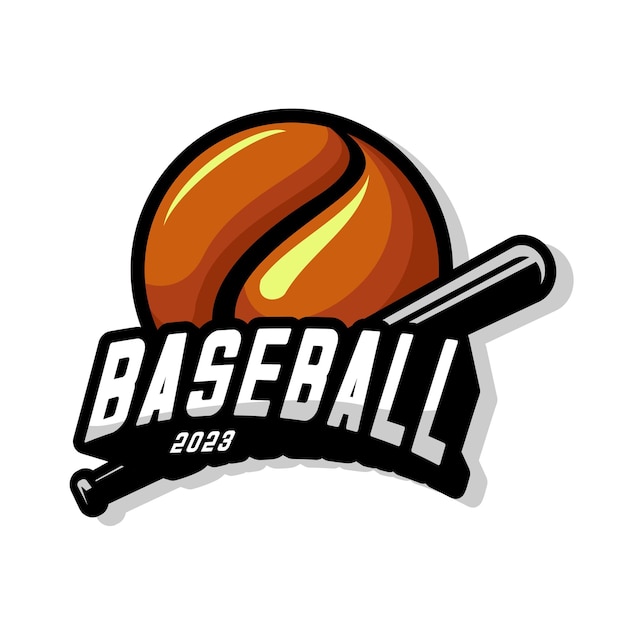 Un logo da baseball con una mazza e una palla al centro.