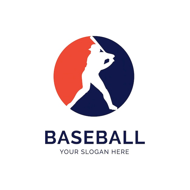 Vector baseball logo with player