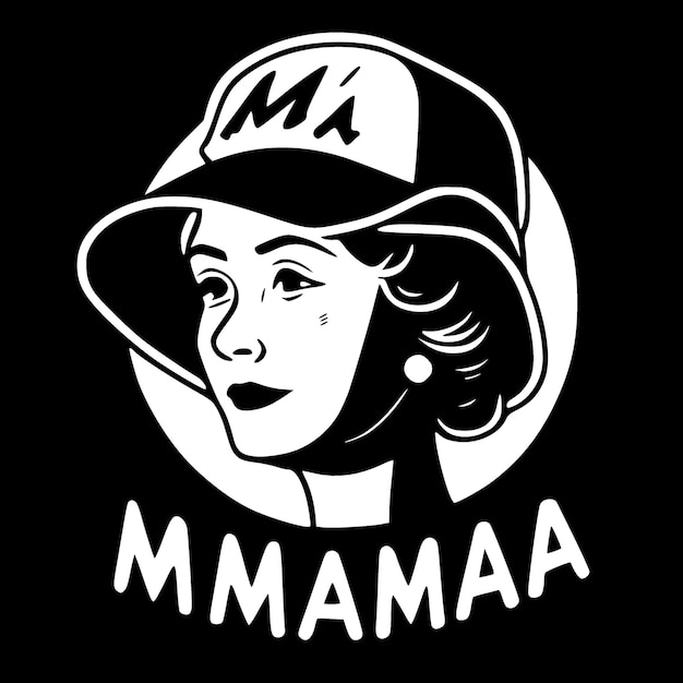 Baseball Mama Zwart-wit Vector illustratie