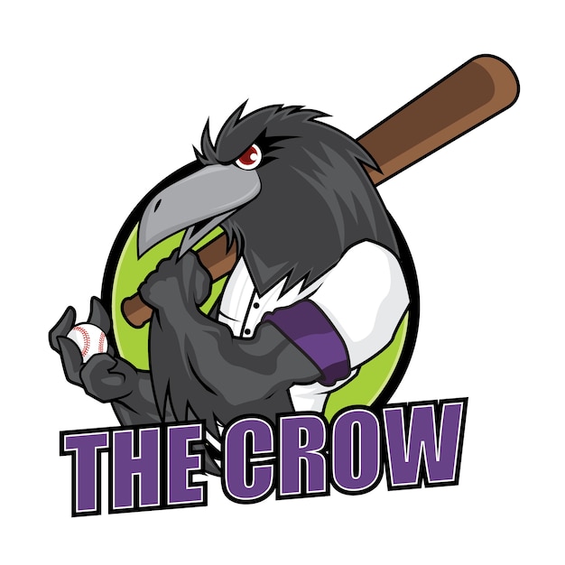 Vector baseball mascot - the crow