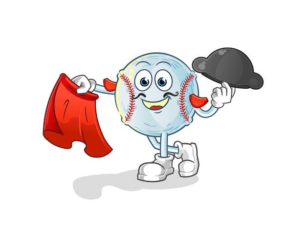 Baseball matador with red cloth illustration. character vector