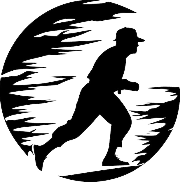 野球のミニマリストとフラットのロゴのベクトル図