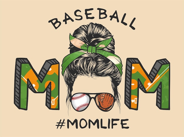 Vector baseball mom life