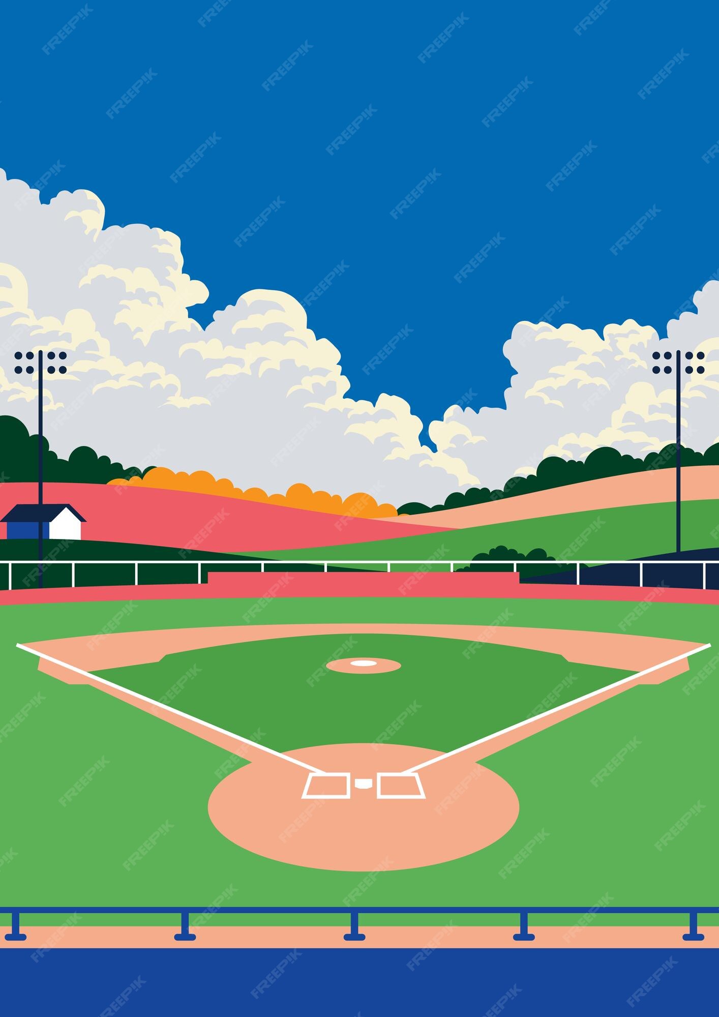 Knock it out park baseball field Royalty Free Vector Image