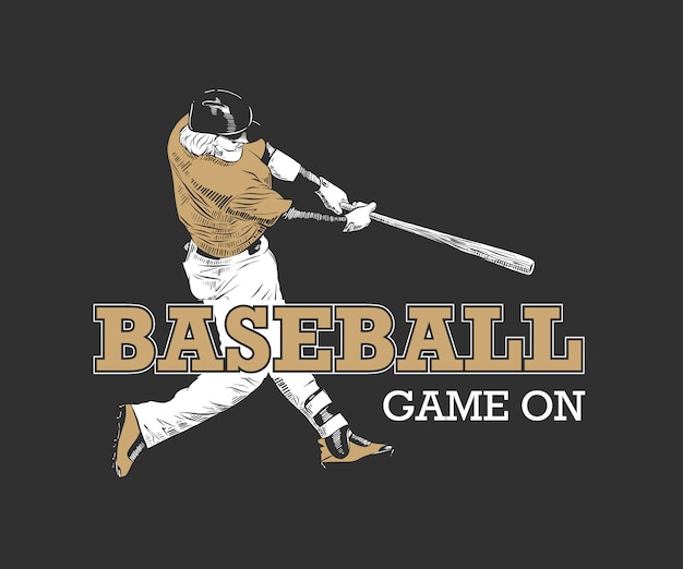 Baseball player on black background