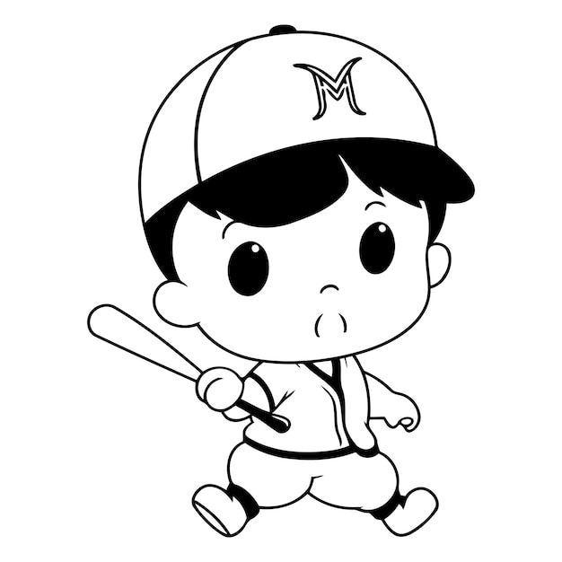 Baseball player cartoon character isolated on white background