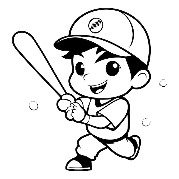 Baseball Player Cartoon Mascot Character Vector Illustration