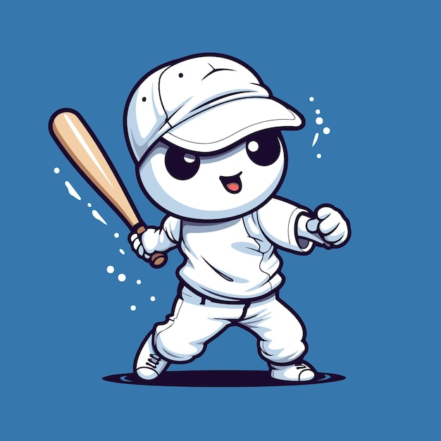 Baseball Player Cartoon Mascot Character Vector Illustration