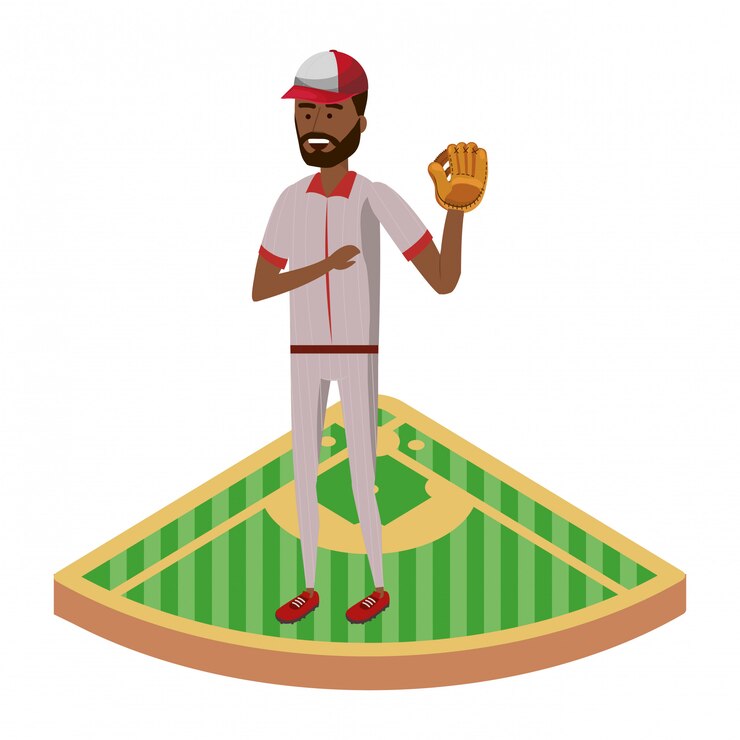 Vector baseball player cartoon
