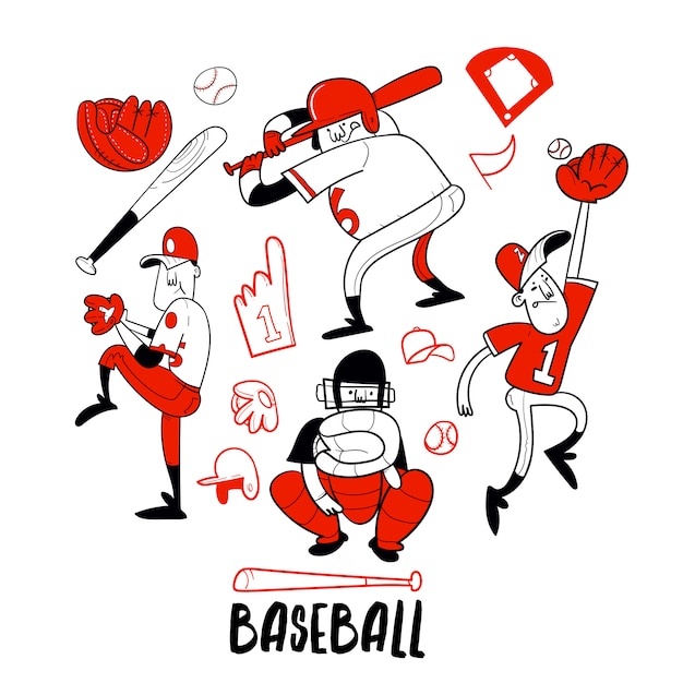 Collezione di personaggi del giocatore di baseball