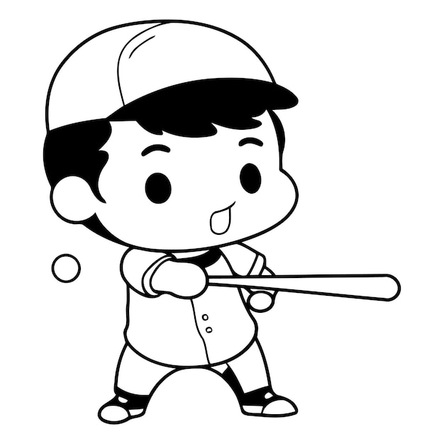 ベクトル 野球選手 可愛いアニメのマスコットキャラクターイラスト