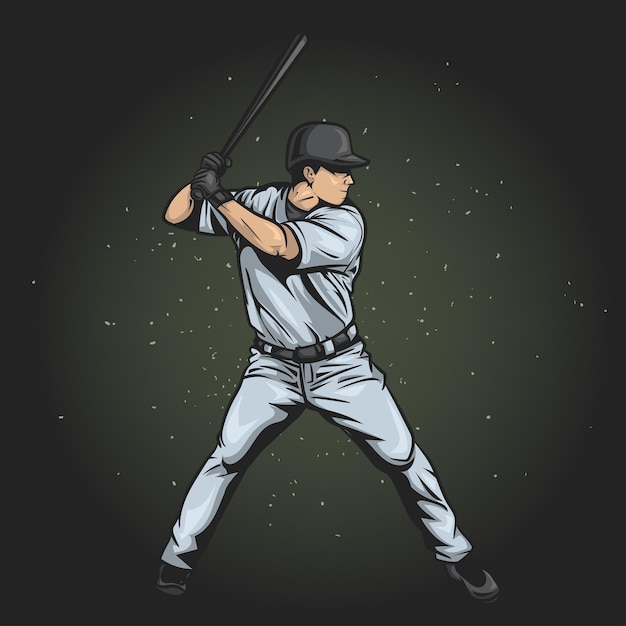 Baseball player Hitter swinging with bat