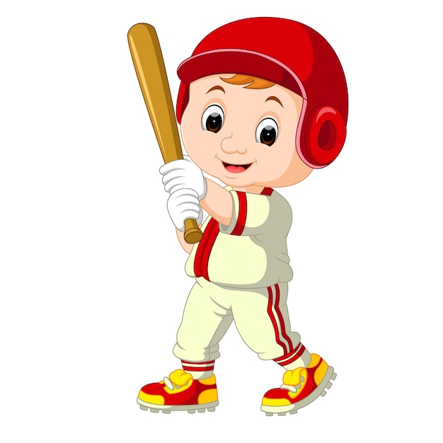 Baseball player kid cartoon