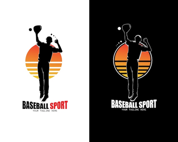 Vector baseball player logo collection set