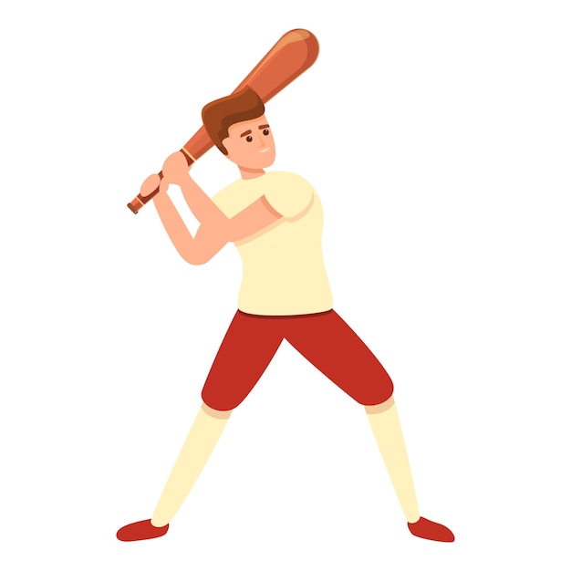 Vector baseball player ready bat icon cartoon of baseball player ready bat vector icon for web design isolated on white background