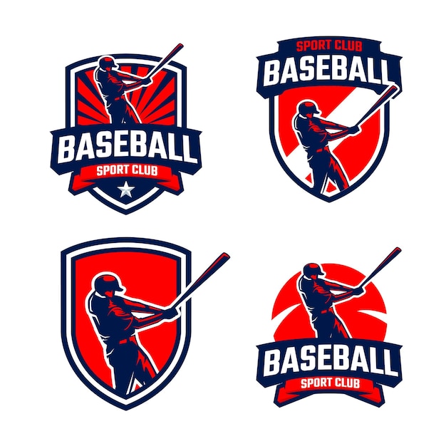 Baseball player silhouettes badge logo collection