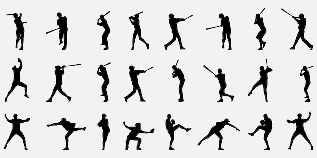 Baseball Player Silhouettes Template